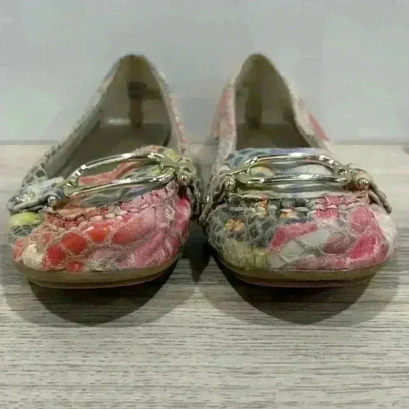 Anne Klein Colorful Floral Faux Snake Leather Driving Flats Slip On Shoes Size 6 - Picture 2 of 11